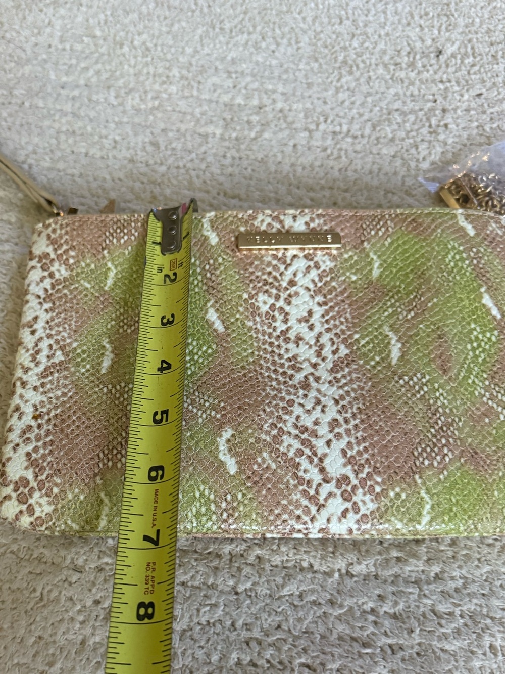 Kelly Wynne Green and Neutral Snake-Print Clutch/wristlet bag - Picture 8 of 13